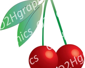 Red Cherries Clipart, Fruit Clipart, Vector Clipart, Berry clipart, Scrapbooking, PNG, Jpeg, SVG, Digital Download, Uso comercial