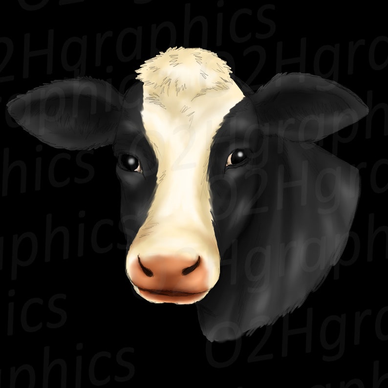 Download Black Cow Clipart Sublimation Design Watercolor Drawing | Etsy