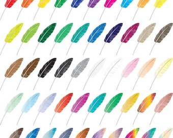 Colorful Feather Quill Pen Clipart, Feather Clip Art, Pen Icon, Stationary Clipart, Vector Clipart, Digital Scrapbooking, Graph