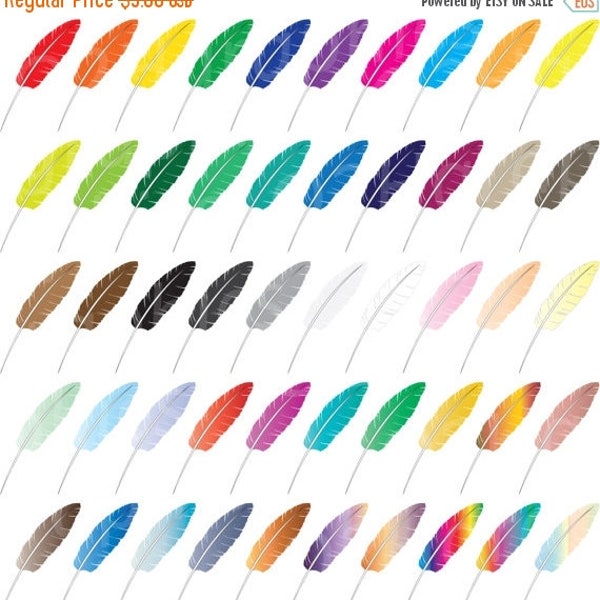 Colorful Feather Quill Pen Clipart, Feather Clip Art, Pen Icon, Stationary Clipart, Vector Clipart, Digital Scrapbooking, Graph