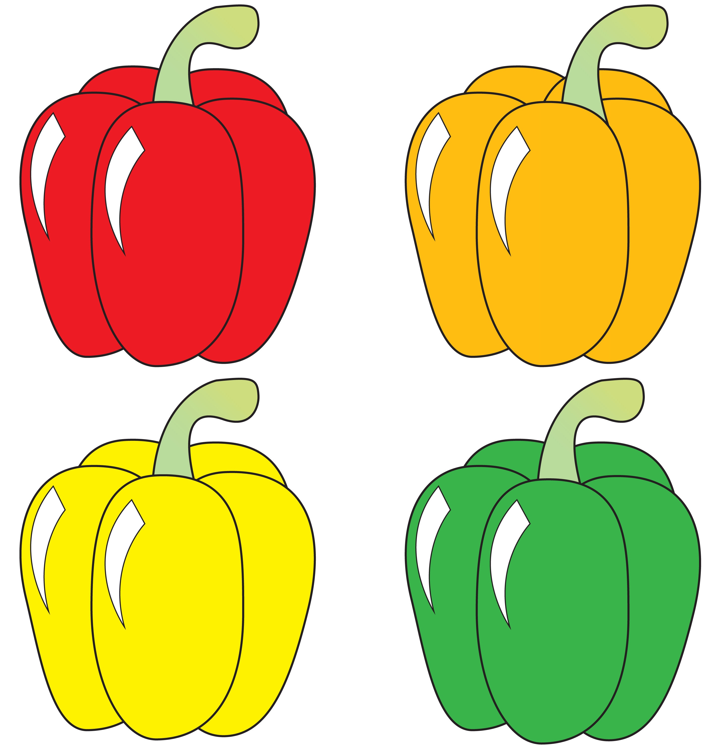 Bunte Paprika Clipart, Gemüse Clipart, Vektor Clipart, Instant Digital