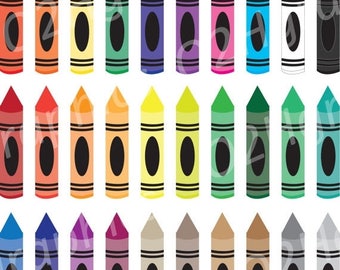 Crayon Clipart, School Supplies Clipart, Vector Clipart, Digital Scrapbooking, Graphic Artwork, PNG, Jpeg, SVG, Digital Clipart, Colorful