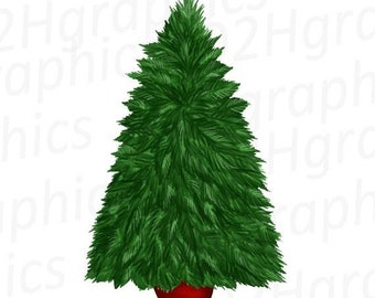 Bare Christmas Tree Clipart, Sublimation Design, Watercolor Drawing, Green Pine Tree Clipart, Nature Clipart, PNG, JPEG, SVG, Digital Down