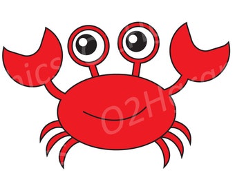 Red Crab Clipart, Animal Clipart, Vector Clipart, Digital Scrapbooking, Graphic Artwork, PNG, Jpeg, SVG, Digital Clipart, Commercial Yse