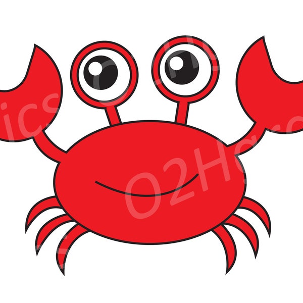 Red Crab Clipart, Animal Clipart, Vector Clipart, Digital Scrapbooking, Graphic Artwork, PNG, Jpeg, SVG, Digital Clipart, Commercial Yse