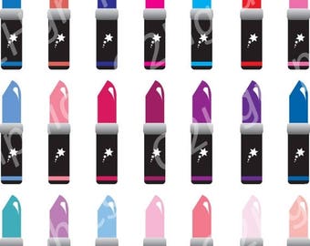 Clipart clip art de lápiz labial, maquillaje, clipart vectorial, scrapbooking digital, ilustraciones gráficas, PNG y jpeg, descarga digital, Commerc