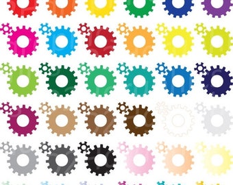 Colorful Gears Clipart, Gear Clip Art, Gears Icon, Machine Gear, Vector Clipart, Digital Scrapbooking, Graphic Artwork, PNG, JPEG, SVG