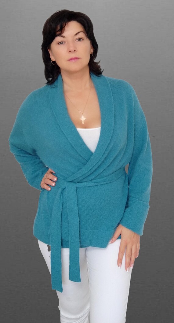 【DISCERNMENT】Hairy Angora Border Knit Knitted Angora Cardigan - Etsy