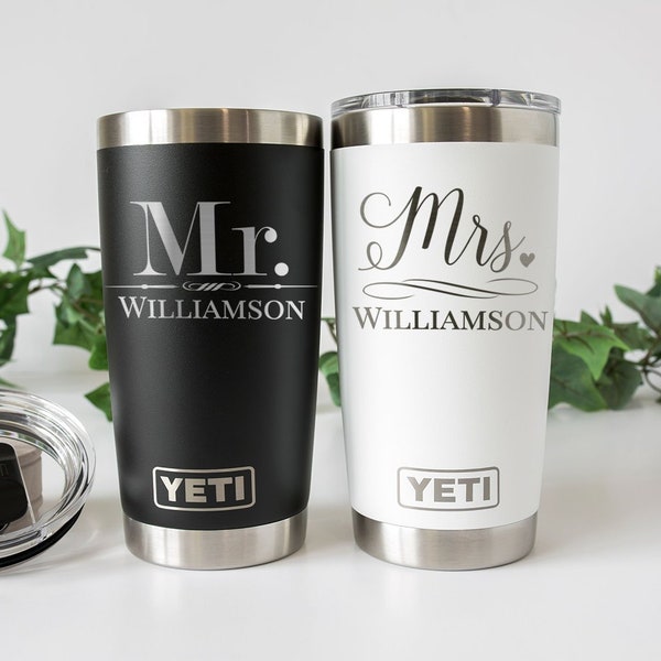 Unique Wedding Gift For Couple, Mr and Mrs Tumbler Cups, Choose your brand sold individually