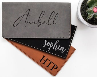 Personalized Checkbook Cover, Leather Check Wallet, Engraved Checkbook Holder, Custom Checkbook Case, Gift for Her, CB100