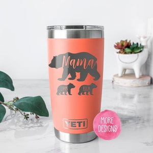 Mama Bear and Cubs Insulated Tumbler, Mothers Day Gift, Mama Bear Yeti®, Baby Shower Mama Bear Gift, Polar Camel, Engraved Mama Bear Gift image 1