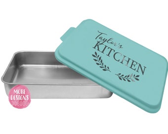 Custom Engraved Cake Pan with Lid: Personalized Bakeware Gift
