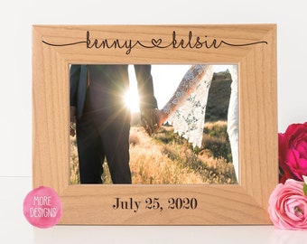 Personalized Custom Engraved Picture Frame - Wedding Gift for Couple