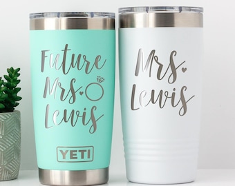 Personalized Future Mrs. Tumbler, Engraved Bridal Gift