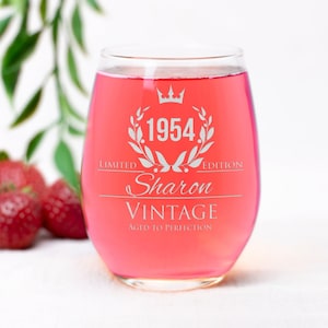 1955 Birthday, 70th Birthday Gift, Birthday Wine Glass SWG112