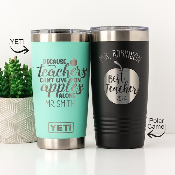 Personalized Yeti or Polar Camel Tumbler - Teacher Appreciation Gift - 20oz Coffee Tumbler, Gift Under 20