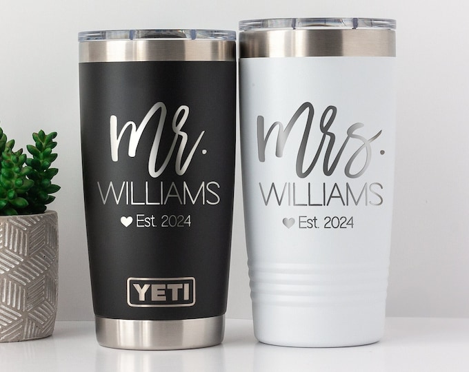 Personalized Yeti® Tumblers or Polar Camel Wedding Gifts, Mr. and Mrs. Personalized Coffee Tumbler