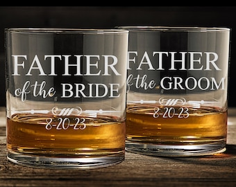 Engraved Personalized Father of the Bride or Father of the Groom Whiskey Glass