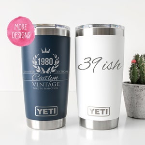 Personalized Yeti or Polar Camel Tumblers, 40th Birthday For Women, Milestone Birthday, Vintage, Insulated Tumbler