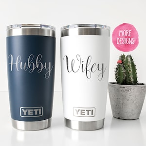 Mr. and Mrs. Cup Personalized, Valentines Day Gift, Hubby and Wifey, Personalized Gift, Yeti Tumbler or Polar Camel Tumbler, YT109