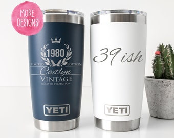 Personalized Yeti or Polar Camel Tumblers, 40th Birthday For Women, Milestone Birthday, Vintage, Insulated Tumbler