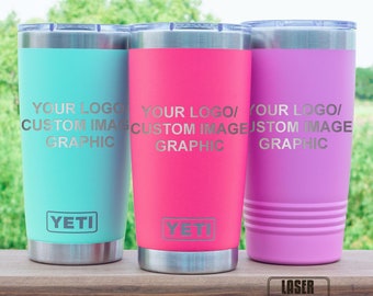 Custom Engraved Yeti or Polar Camel Tumbler • Personalized Travel Mug with Logo or Text