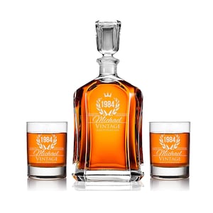Birthday Gift, 40th Birthday, Personalized Whiskey Decanter Set, 1985 Birthday, 60th Birthday, 50th Birthday, 40th Birthday, WG130