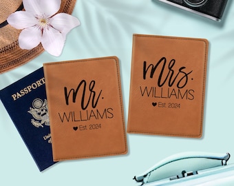 Custom Wedding Gift, Personalized Passport Holder & Custom Luggage Tags