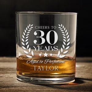 Personalized 30th Birthday Whiskey Glass: Engraved Milestone Gift