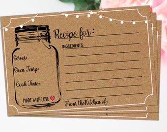 Mason Jar Recipe Cards - Etsy