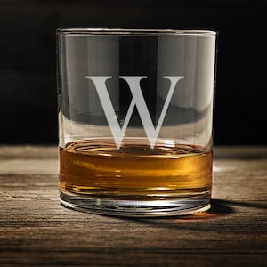 Monogram Engraved Whiskey Glass: Personalized Rocks Glass (11.2 oz)