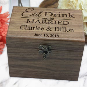 Recipe Box, Custom Recipe Box, Wedding Gift, Recipe Boxes, Couples Gift, Eat Drink & Be Married, Anniversary Gift