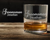 Bourbon Glasses, Groomsman Gift, Bourbon Lover Gift, Engraved Glass Whiskey Glasses, Groomsmen Gifts, Dad Gift WG122
