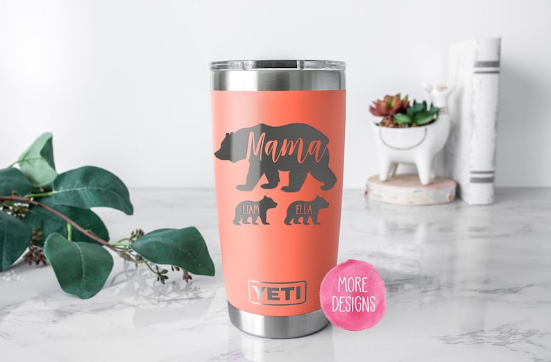 Mama Bear and Cubs Insulated Tumbler, Mothers Day Gift, Mama Bear Yeti®, Baby Shower Mama Bear Gift, Polar Camel, Engraved Mama Bear Gift image 1