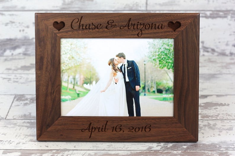 Personalized Picture Frame, Wedding Picture Frame, Walnut Picture Frame, Personalized Photo Frame, Custom Photo Frame, Wedding Gift, Gift 