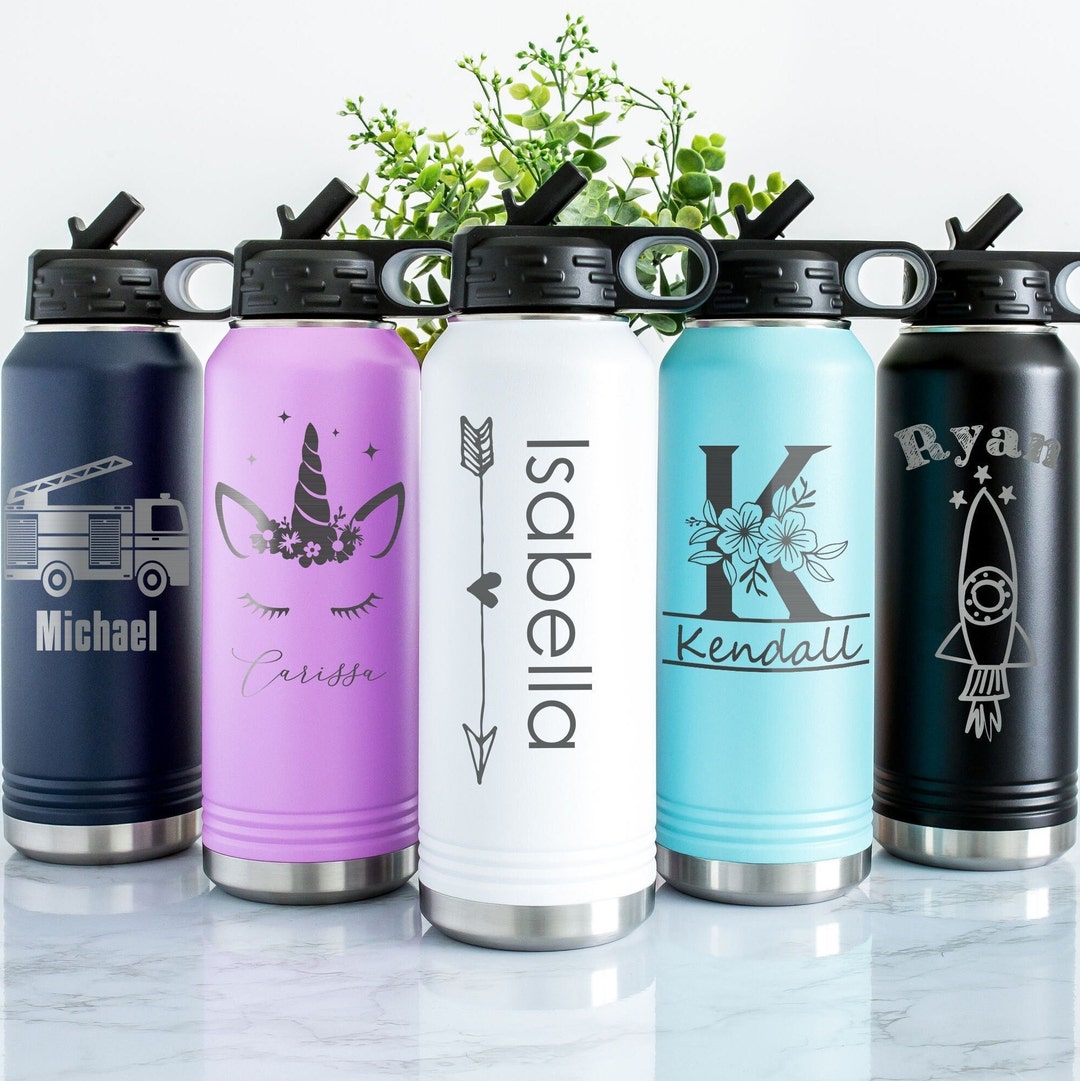 Personalized Kids Water Bottle: Engraved Stainless Steel Tumbler ...