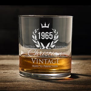 60th Birthday Gift, Birthday Gift, Established Birthday, 60th Birthday, Whiskey Glass, Birthday Gift For Him WG130