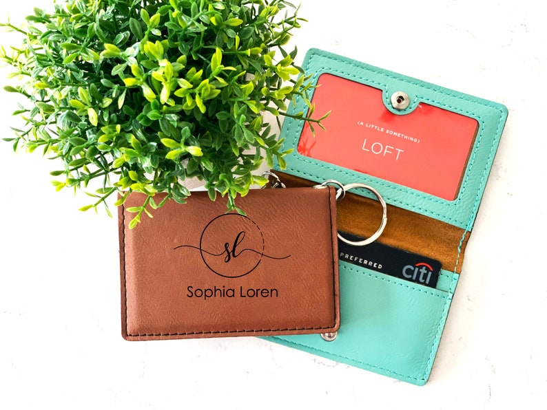 Personalized Keychain Card Holder, Monogrammed Wallet, Minimalist Wallet imagem 9