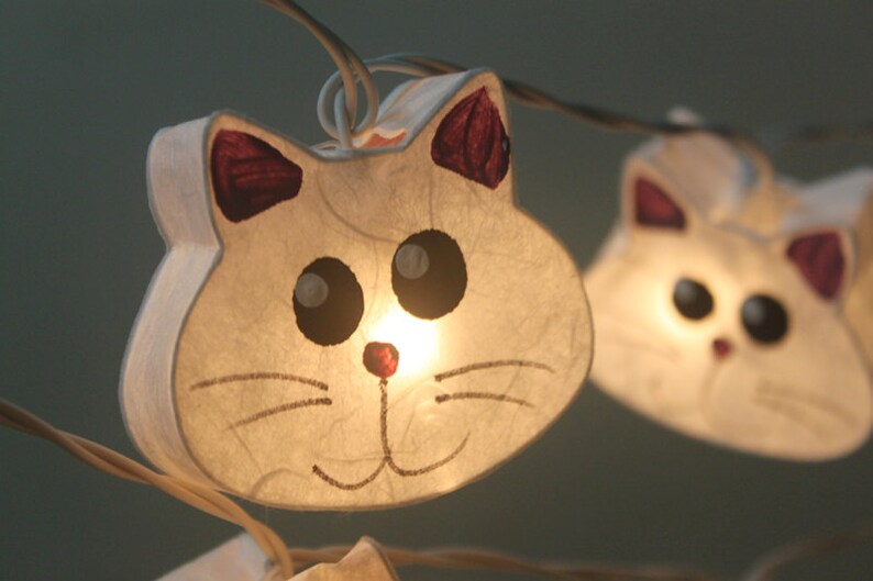 20 Cats LED Paper Lantern String Lights for Home Etsy