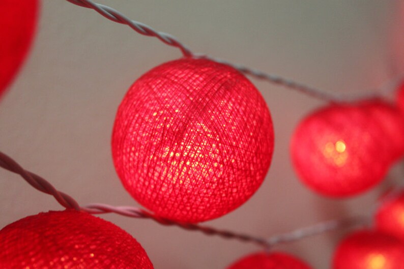 35 LED Cherry Cotton Ball String Lights for Home Decoration,Wedding,Party,Bedroom,Patio and Decoration