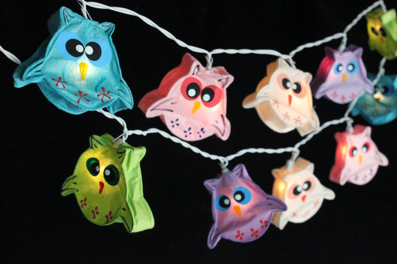 Linterna de papel de 35 bombillas búho cadena luces para | Etsy