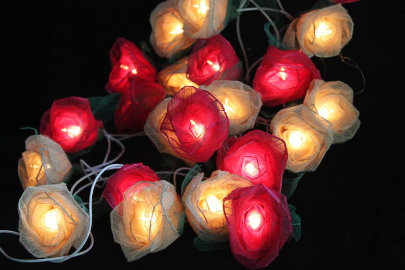 20 LED Battery Powered Rose Flower String Lights for Home Etsy