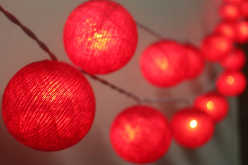 35 LED Cherry Cotton Ball String Lights for Home Decoration,Wedding,Party,Bedroom,Patio and Decoration