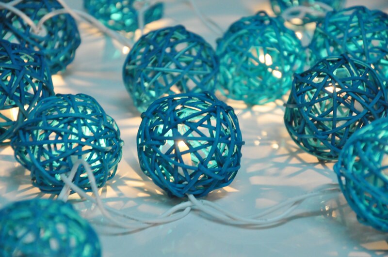 35 Bulbs Ocean Rattan ball string lights for Home Etsy