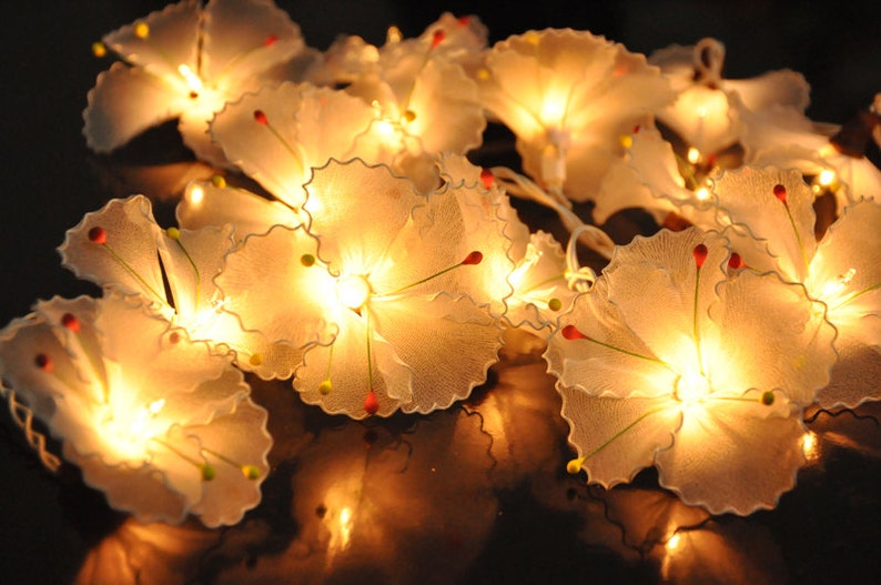 20 LED Hibiscus Flower String Lights for Home Etsy