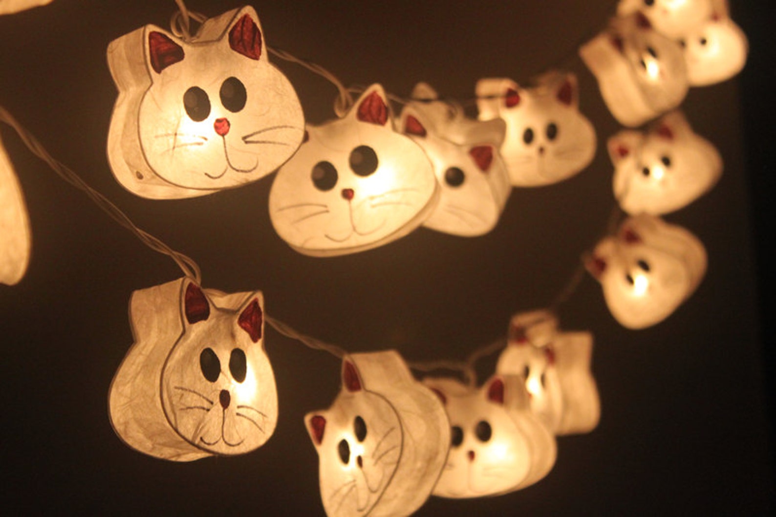 20 Cats LED Paper Lantern String Lights for Home Etsy