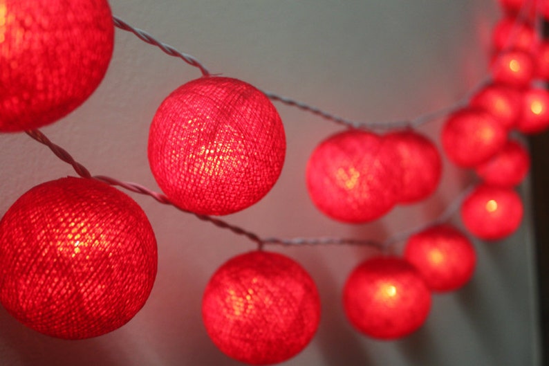 35 LED Cherry Cotton Ball String Lights for Home Decoration,Wedding,Party,Bedroom,Patio and Decoration