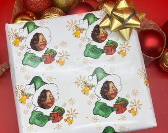 Papier cadeau Chanteurs de Noël Noirs | Papier cadeau afro-américain | Papier aquarelle Chanteurs de Noël | Papier cadeau inspiré de la culture noire