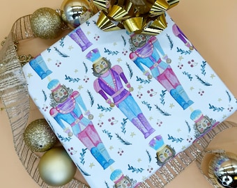 African American Nutcracker Wrapping Paper | Black Nutcracker Gift Wrap | Watercolor Christmas Paper | Multicultural Holiday Wrap