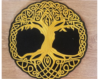 Grand écusson patch Arbre de Vie 19 cm culture celte sagesse thermocollant et personnalisable à coudre à coller sur vos textiles décoration